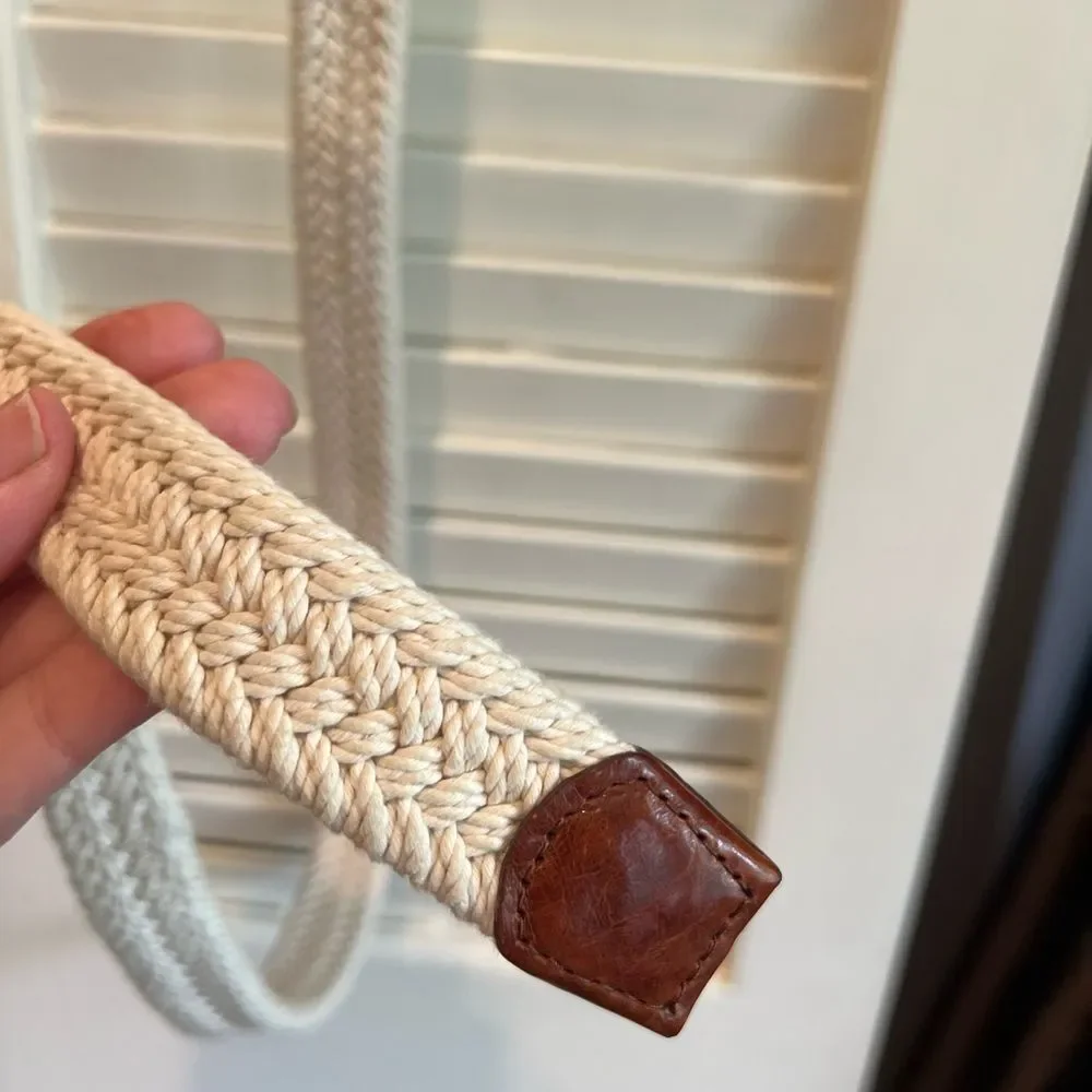 J. Crew Leather and Cotton Belt with Silver Buckle